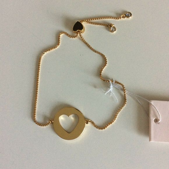 kate spade Jewelry - NWT Kate Spade Heart Slide Bracelet Gold Tone $58
